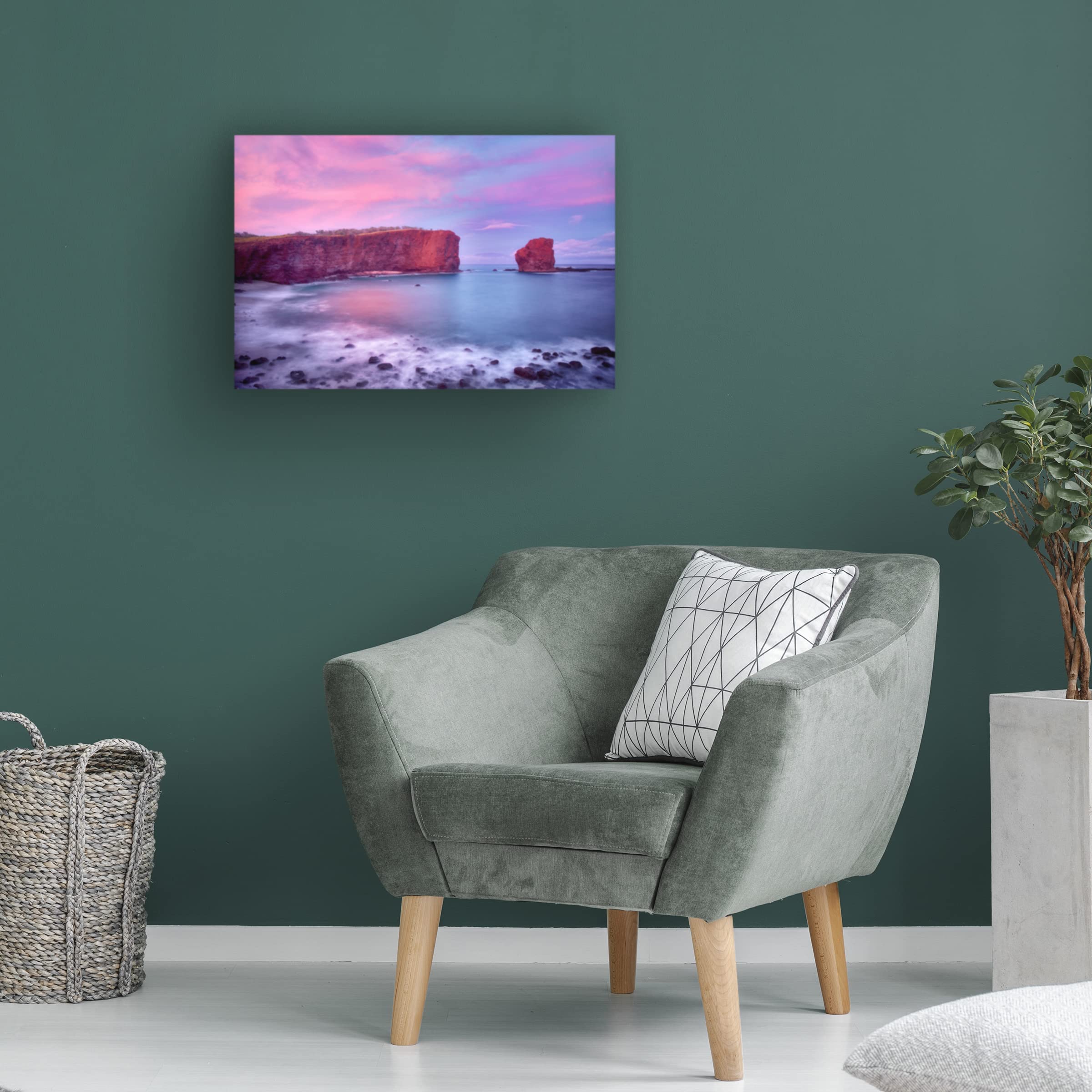 Dennis Frates 'Rocky Coastline 12' Framed Canvas Wall Art Print - Coastal Beach Decor for Living Room, Bedroom & Office
