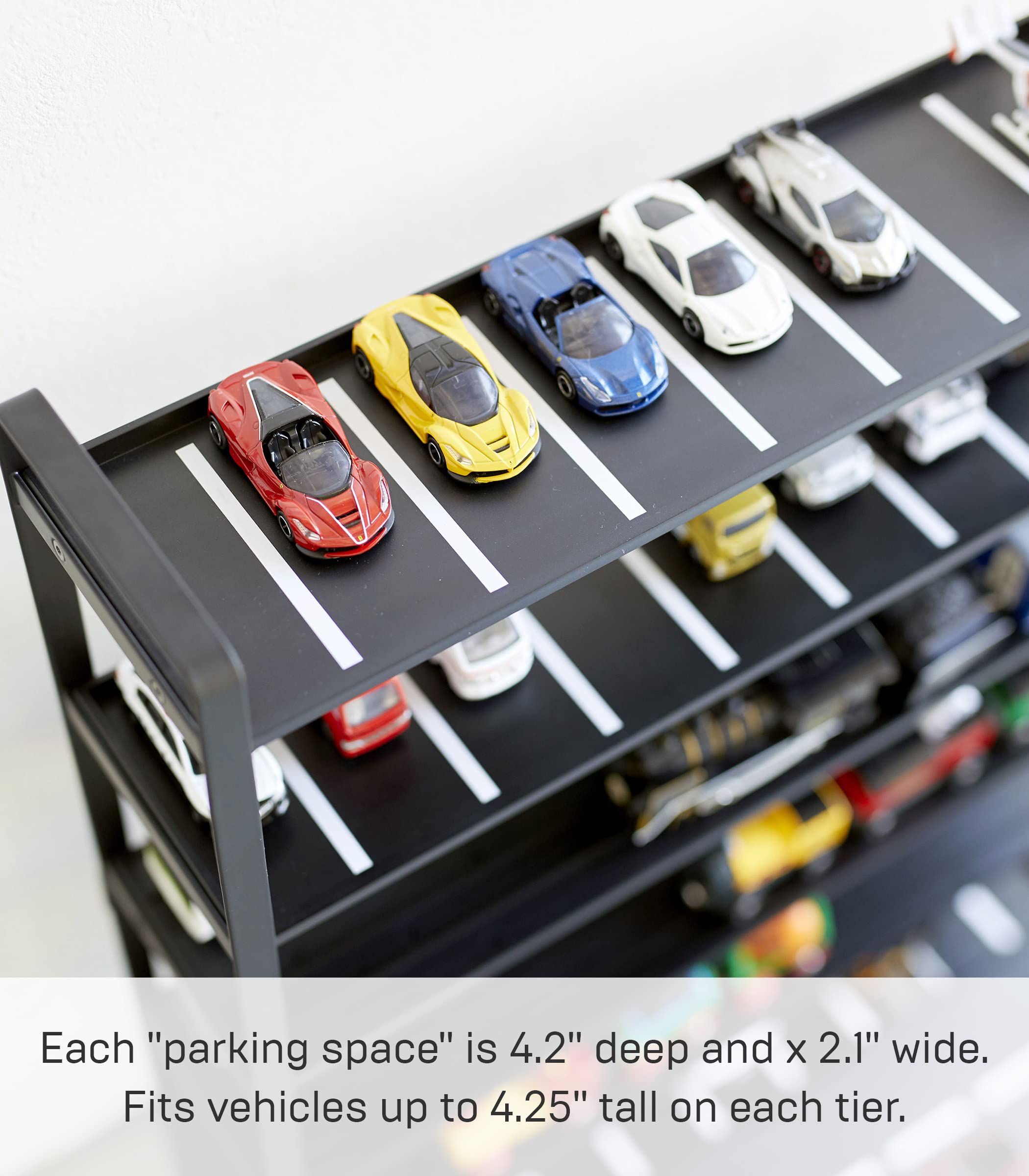 Yamazaki Home Tower Train Storage Display for Hot Wheels & Model Cars | Durable Steel Toy Organizer for Kids | Perfect for Playrooms, Playrooms & Collectors' Displays