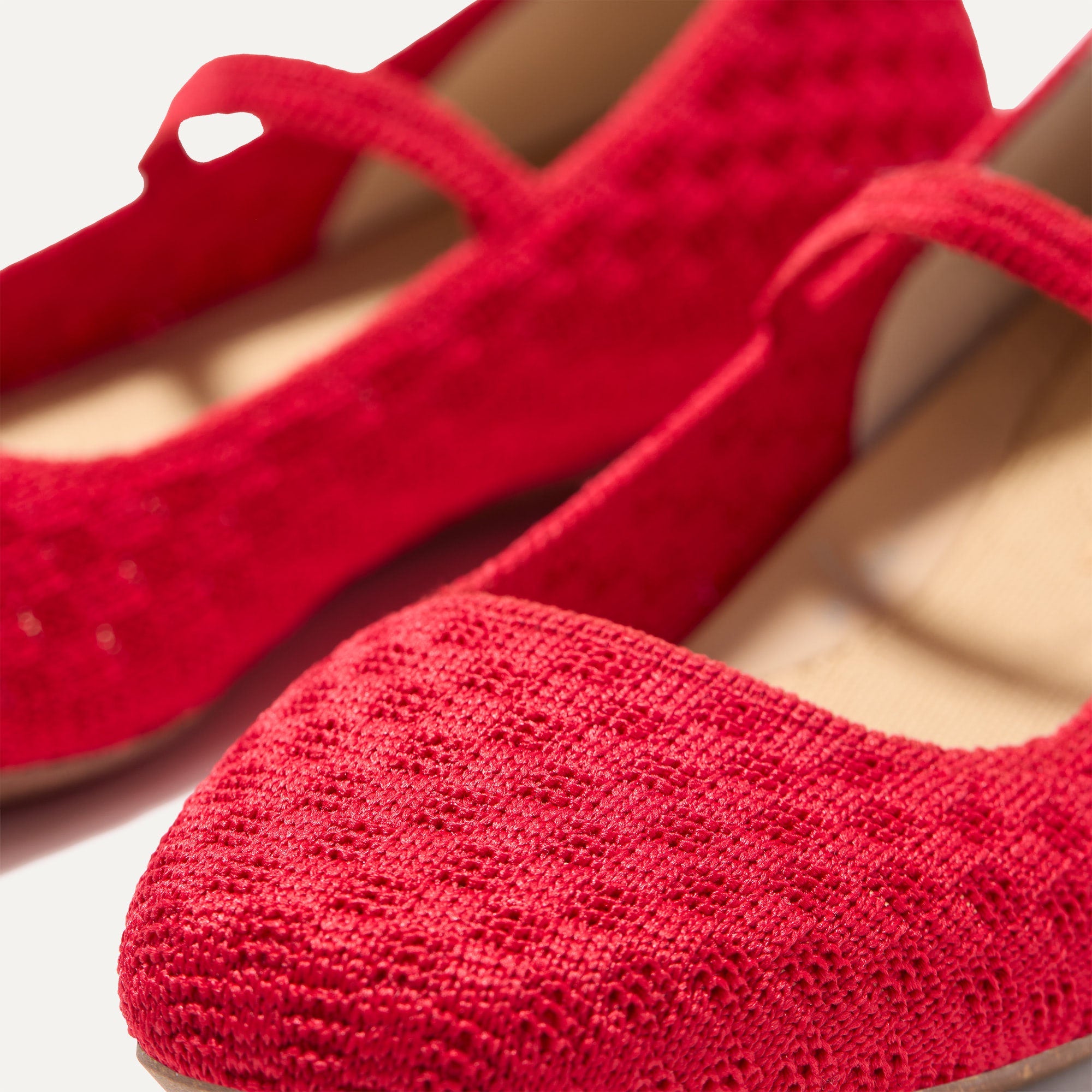 Max Square Mary Jane Shoes - Red Crisp Basketweave Flats for Women | Comfortable & Stylish for Work, Office & Casual Outfits