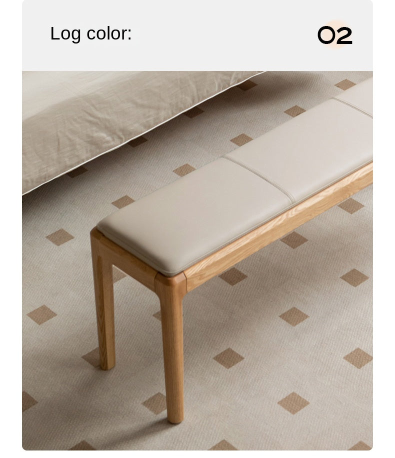 Solid Oak & Black Walnut Nordic Style Long Bench - Modern Wooden Sofa for Living Room, Bedroom, Entryway & Dining Area
