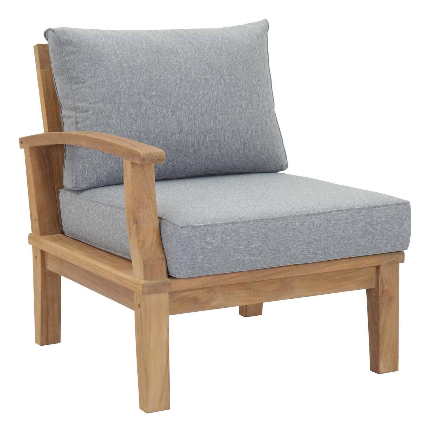 Premium Teak Wood 2-Piece Outdoor Patio Furniture Set - Natural Gray - Modway EEI-1822-NAT-GRY-SET - Durable & Weather-Resistant for Garden, Poolside & Backyard Relaxation