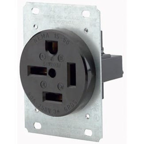 Leviton 50 Amp Heavy Duty Electrical Outlet - NEMA 14-50R Receptacle for EV Chargers, RVs & Industrial Equipment | Weatherproof & Durable Power Solution