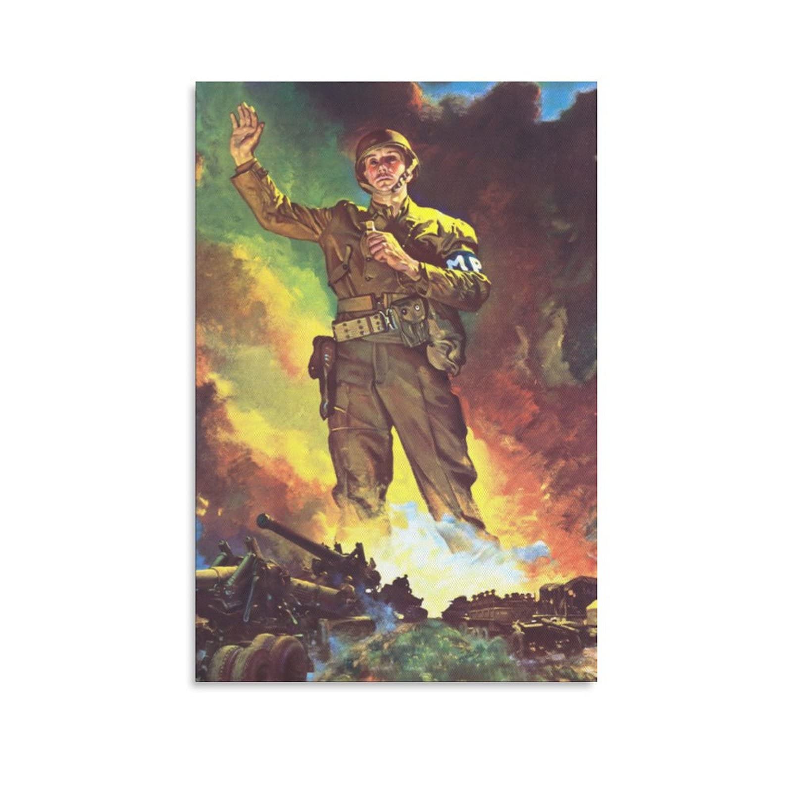 Vintage WWII Military Police Army Canvas Poster - 12x18 Inches Wall Art Decor for Living Room, Bedroom, Office | Military History Gift & Sports Landscape Painting | Perfect for Home, Office & Man Cave Decor
