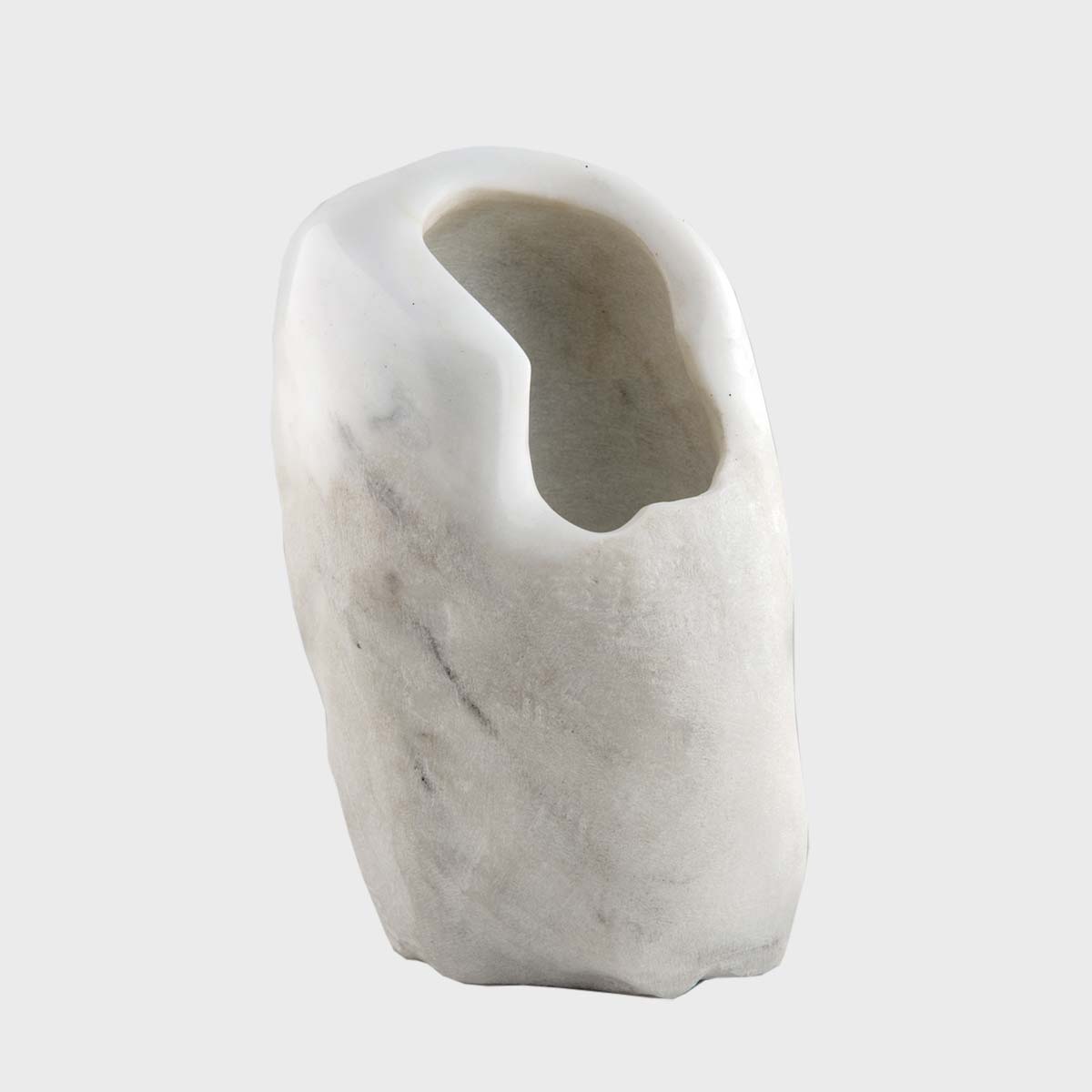 Fossil White Carrara Marble Vase - Elegant Home Decor for Living Room, Dining Table & Wedding Centerpieces