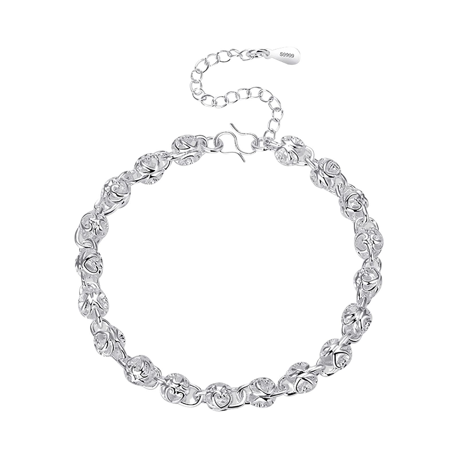 Elegant Rose Heart Plated Silver Hollow Bracelet - Romantic Anniversary Jewelry Gift Set for Women (Rose Gold, One Size) - Perfect for Valentine's Day, Wedding, Birthday & Special Occasions