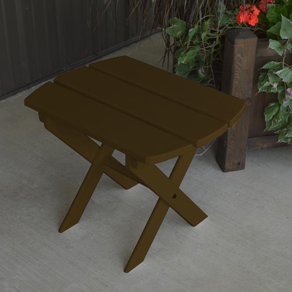 A & L Furniture Yellow Pine Folding Oval End Table - Portable Side Table for Patio, Living Room & Small Spaces - Rustic Home Decor Accent Table