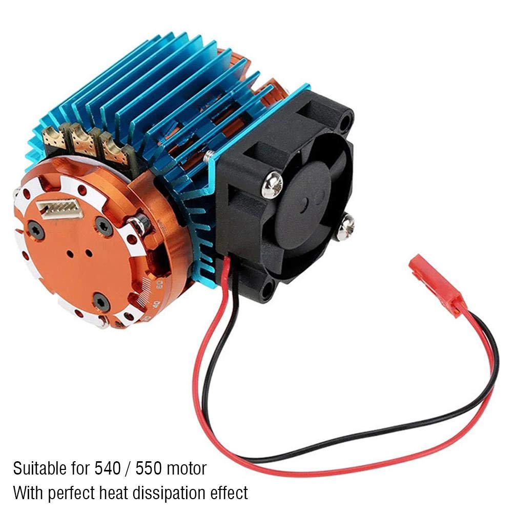 Dilwe RC Motor Heat Sink & Fan for 1/10 RC Cars - 540/550 Motor Cooling - Blue