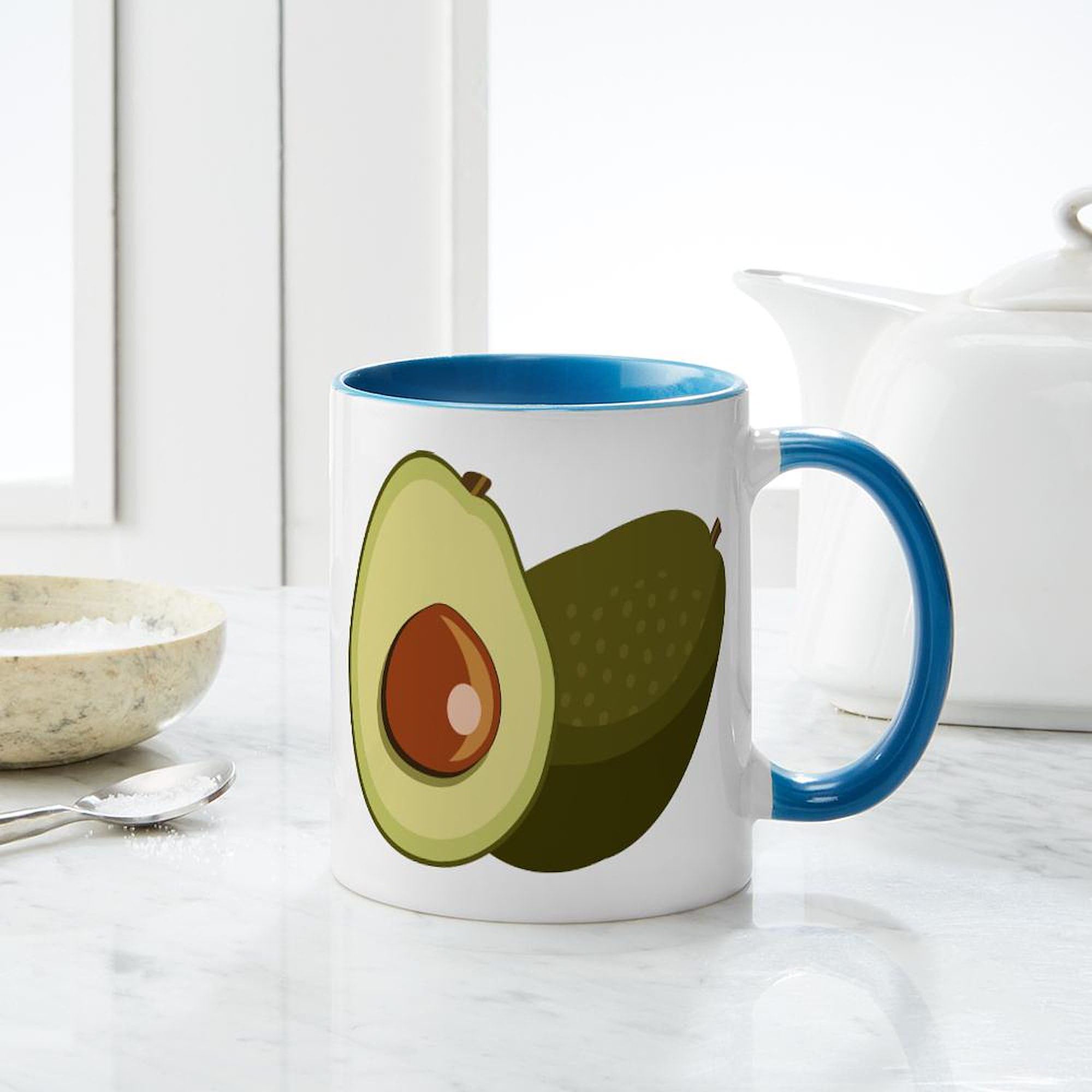 Avocado Shaped Ceramic Coffee Mug 11 oz (325 ml) - Perfect for Tea, Hot Chocolate & Office Use - Funny Gift for Avocado Lovers