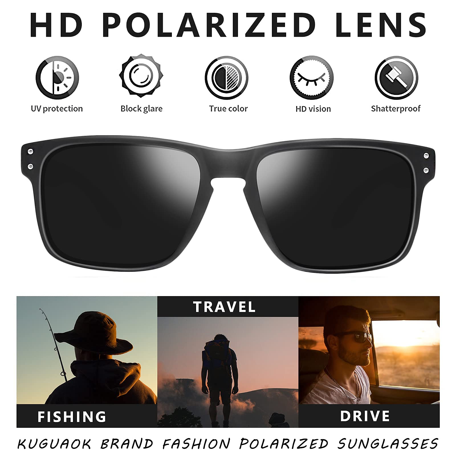 Polarized Square Sunglasses for Men & Women - UV Protection for Outdoor Sports