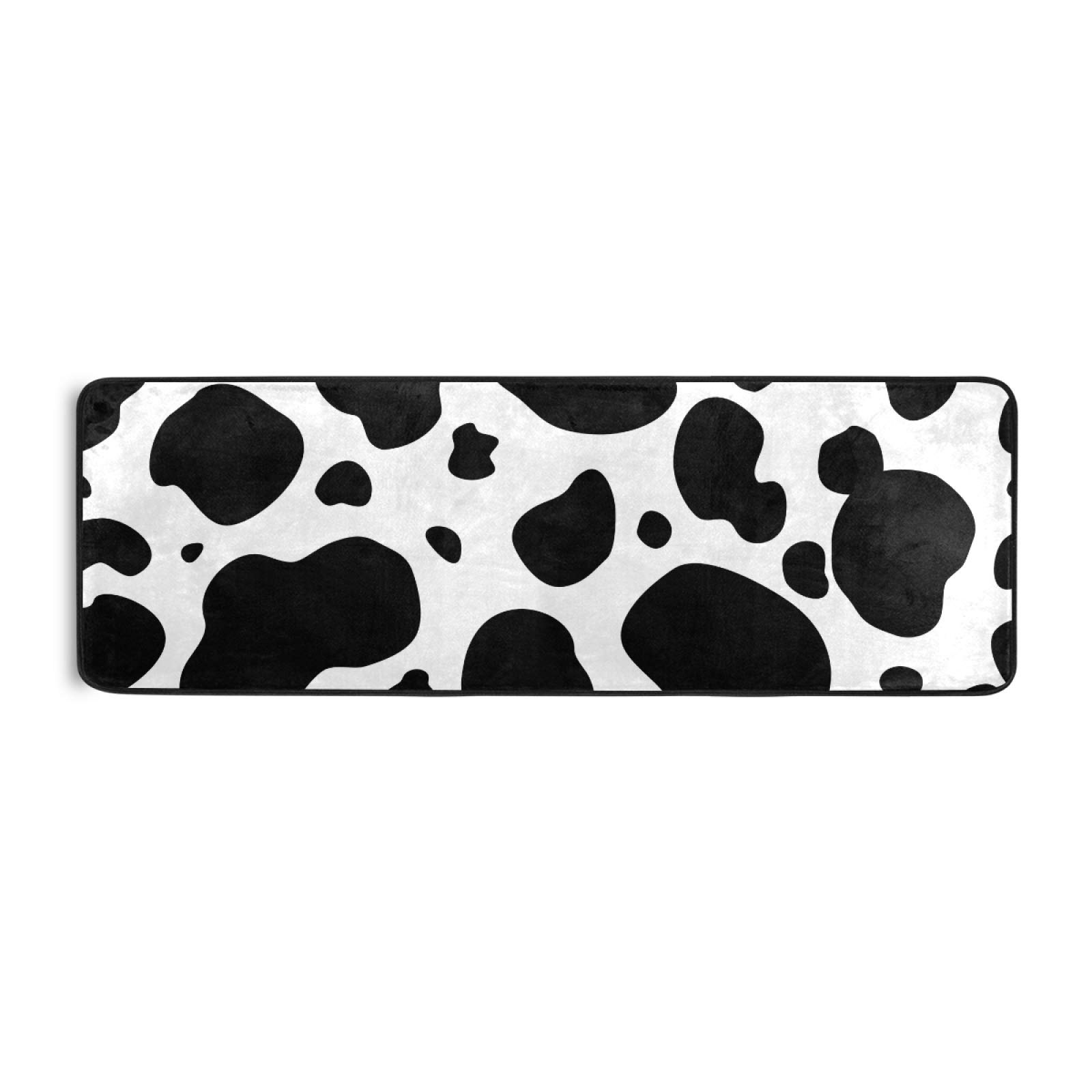 Non-Slip Black and White Cow Print Runner Rug 2x6 FT - Soft Indoor Hallway Carpet for Kitchen, Bathroom, Bedroom Entry - Perfect for Farmhouse Decor & High Traffic Areas