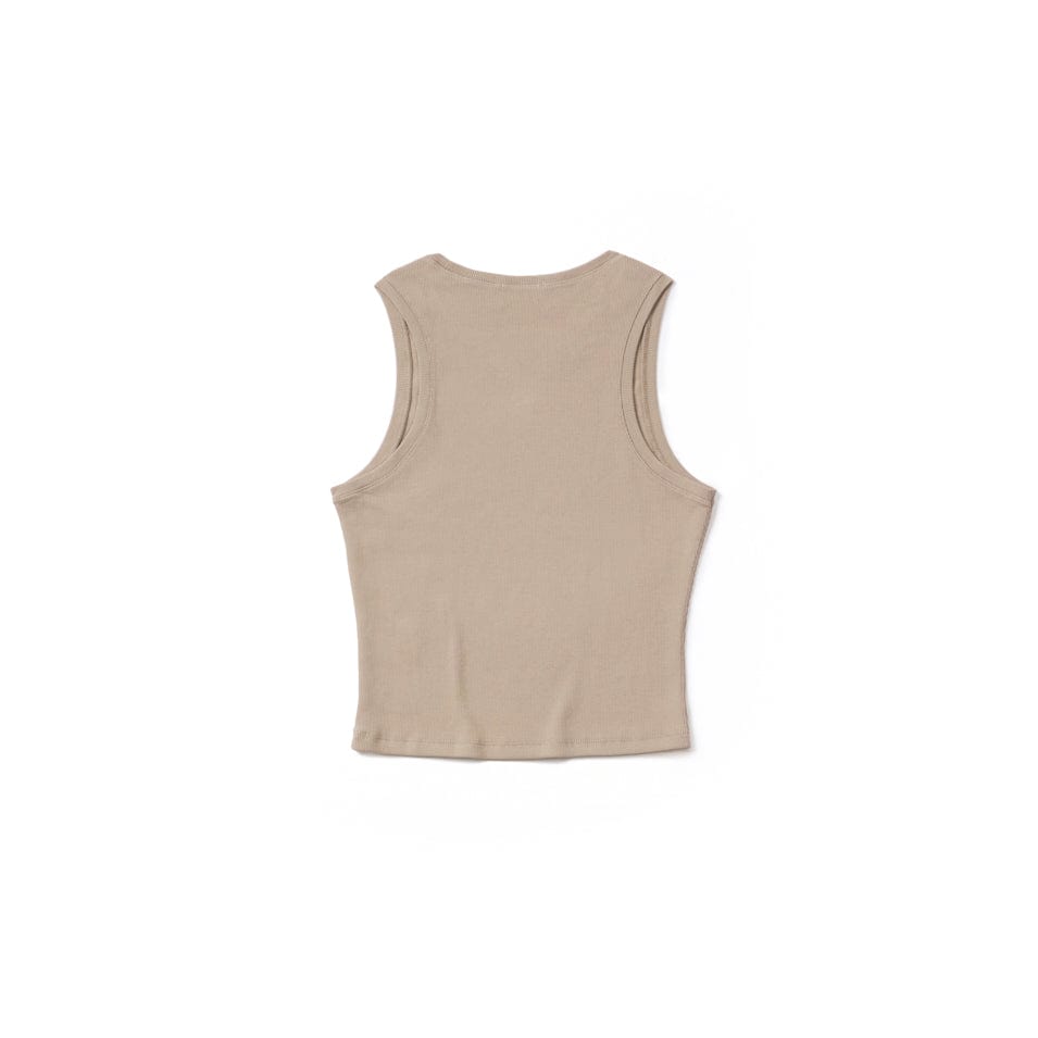Soft Taupe Ribbed Tank Top for Women - Comfortable Stretchy Casual Wear - Perfect for Layering, Summer Outfits, and Everyday Style