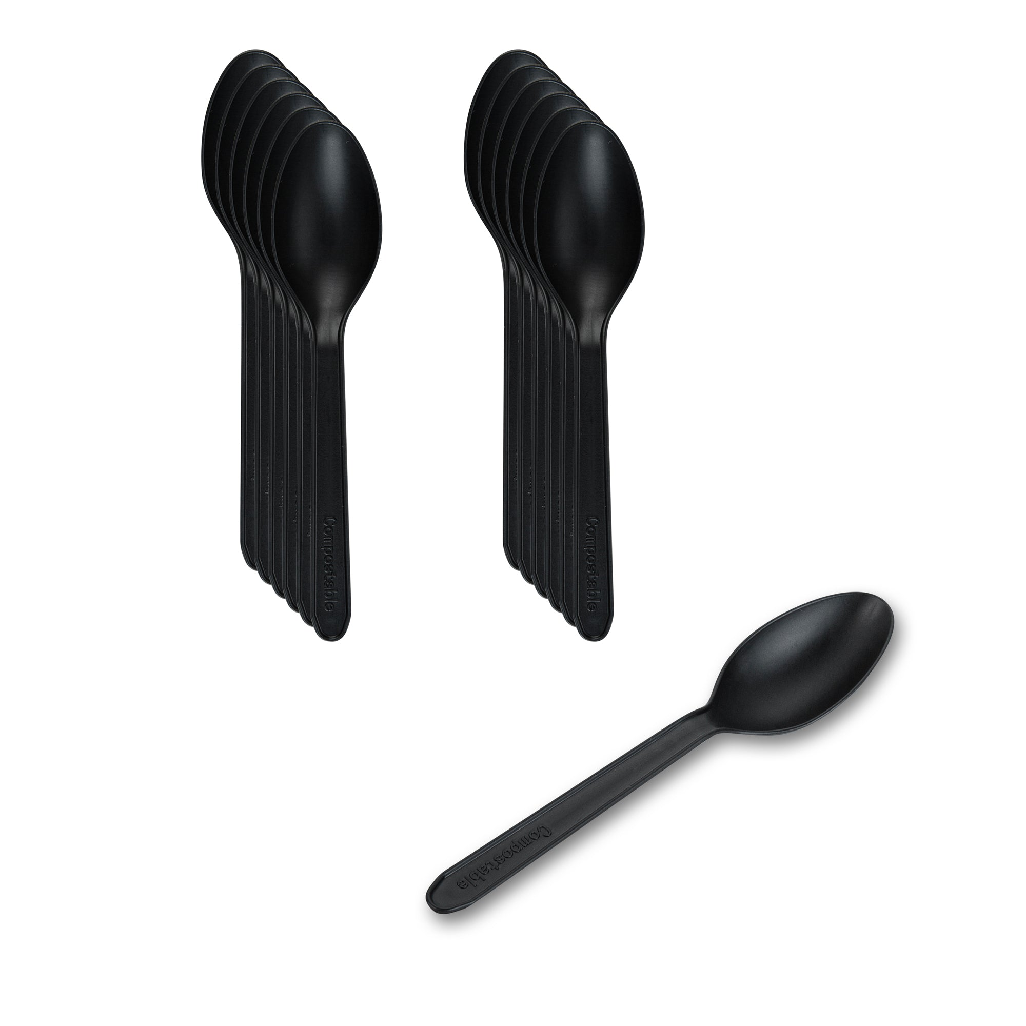 Eco-Friendly Black CPLA Plastic Dessert Spoons - Heat Resistant, Compostable Cutlery (1000 Count Bulk Box) for Parties, Picnics & Catering Events