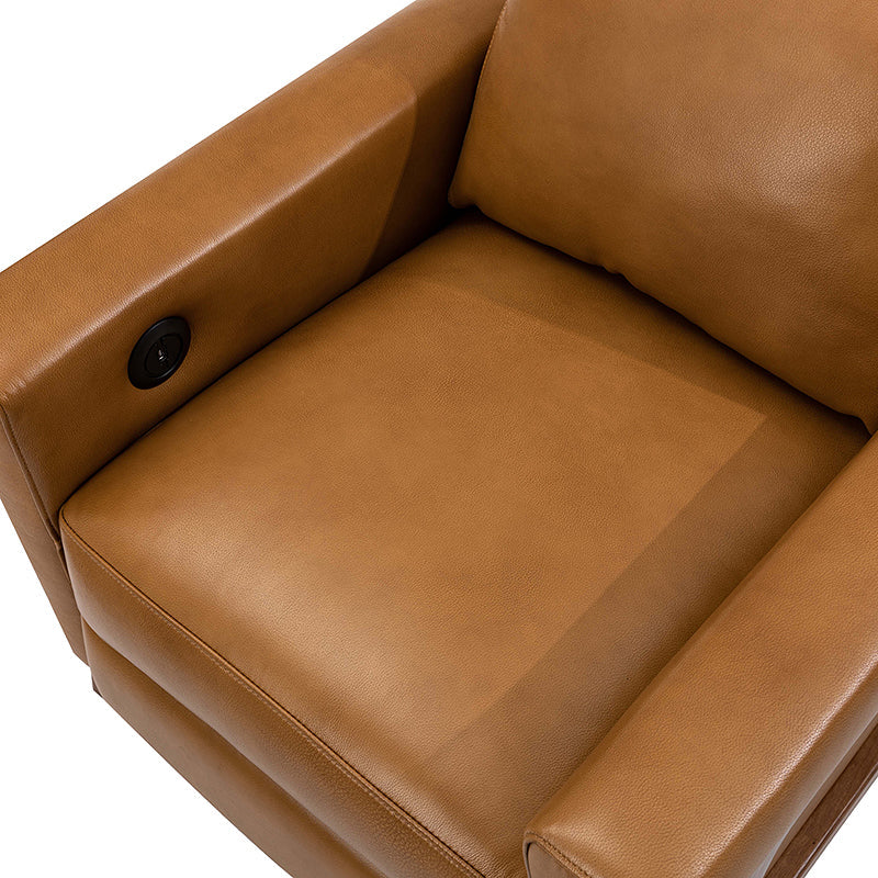 Premium Genuine Leather Power Recliner with Solid Wood Frame - Electric Massage Chair for Living Room, Home Theater & Office - Comfortable Modern Reclining Sofa with USB Charger