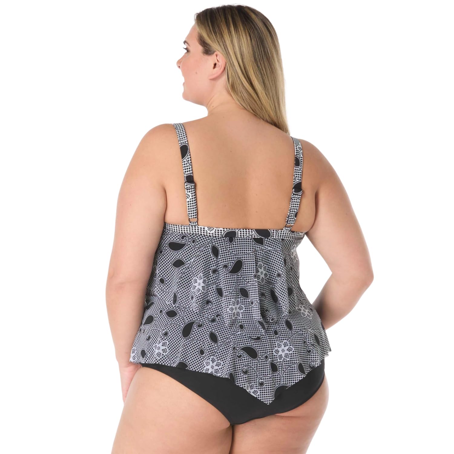 BEACH HOUSE Plus Size Portia Mesh Layer Tankini Top - Flowy Ruffle Bikini Swim Top for Women | Comfortable Swimwear for Beach, Pool & Vacation | Trendy Plus Size Swimwear for Summer
