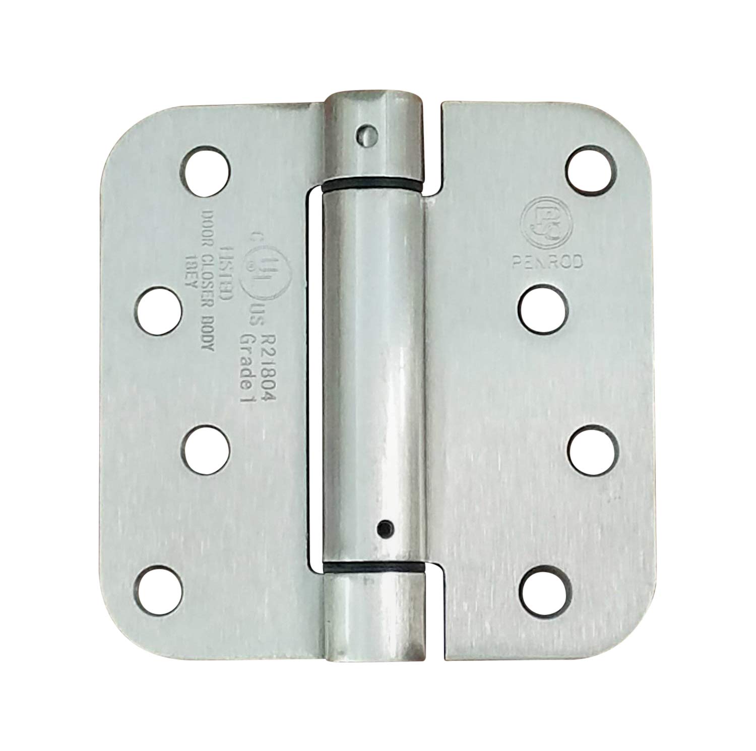 Penrod 4 Inch Spring Hinges for Doors - 5/8 Inch Radius, Satin Nickel Finish, 2 Pack - Perfect for Residential & Commercial Door Applications