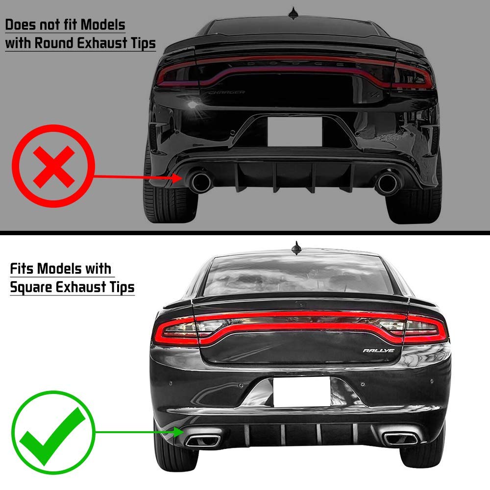 FREEMOTOR802 Rear Diffuser for 2015-2023 Dodge Charger Base & SXT Trims | V2 Style Unpainted Black PP Spoiler | Rear Bumper Upgrade for Enhanced Aerodynamics & Sporty Look
