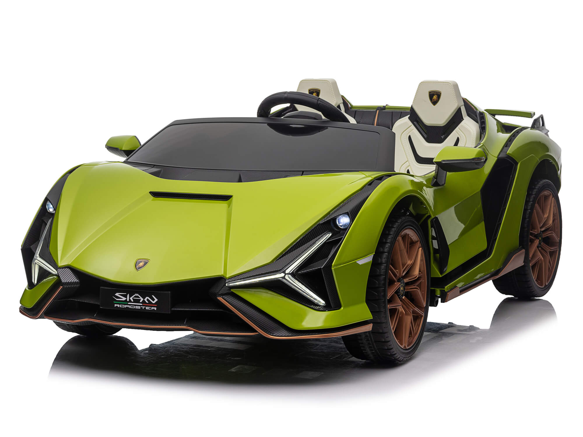 24V Lamborghini Sian Kids Electric Ride-On Car with Parent Remote Control - Green Two-Seater Toy Vehicle for Boys & Girls | Perfect for Birthday Gifts, Outdoor Play & Indoor Fun
