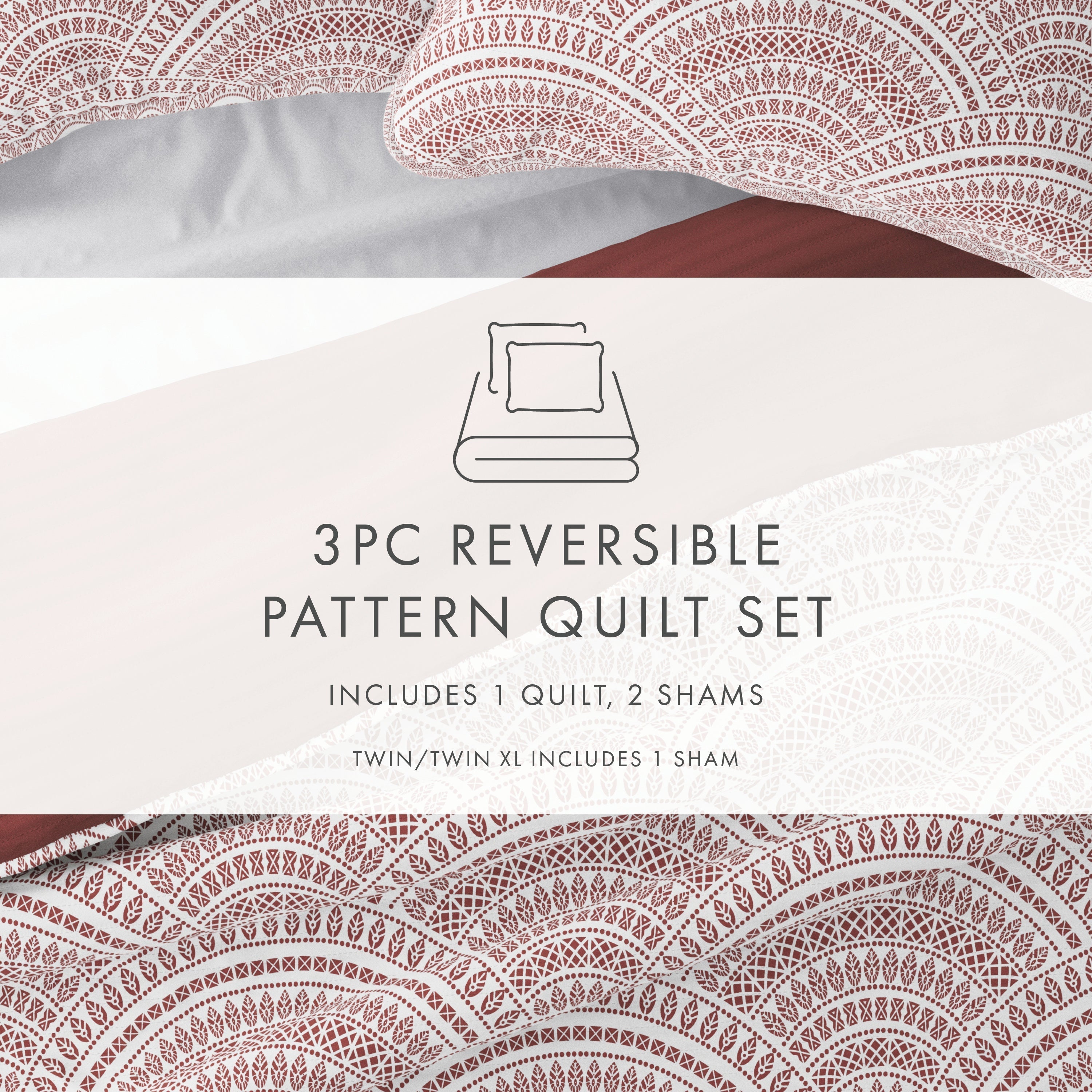 Reversible Scallop Quilted Bedspread Set - Elegant Home Decor for Bedroom, Guest Room & Dorm - Cozy & Stylish Bed Cover for All Seasons