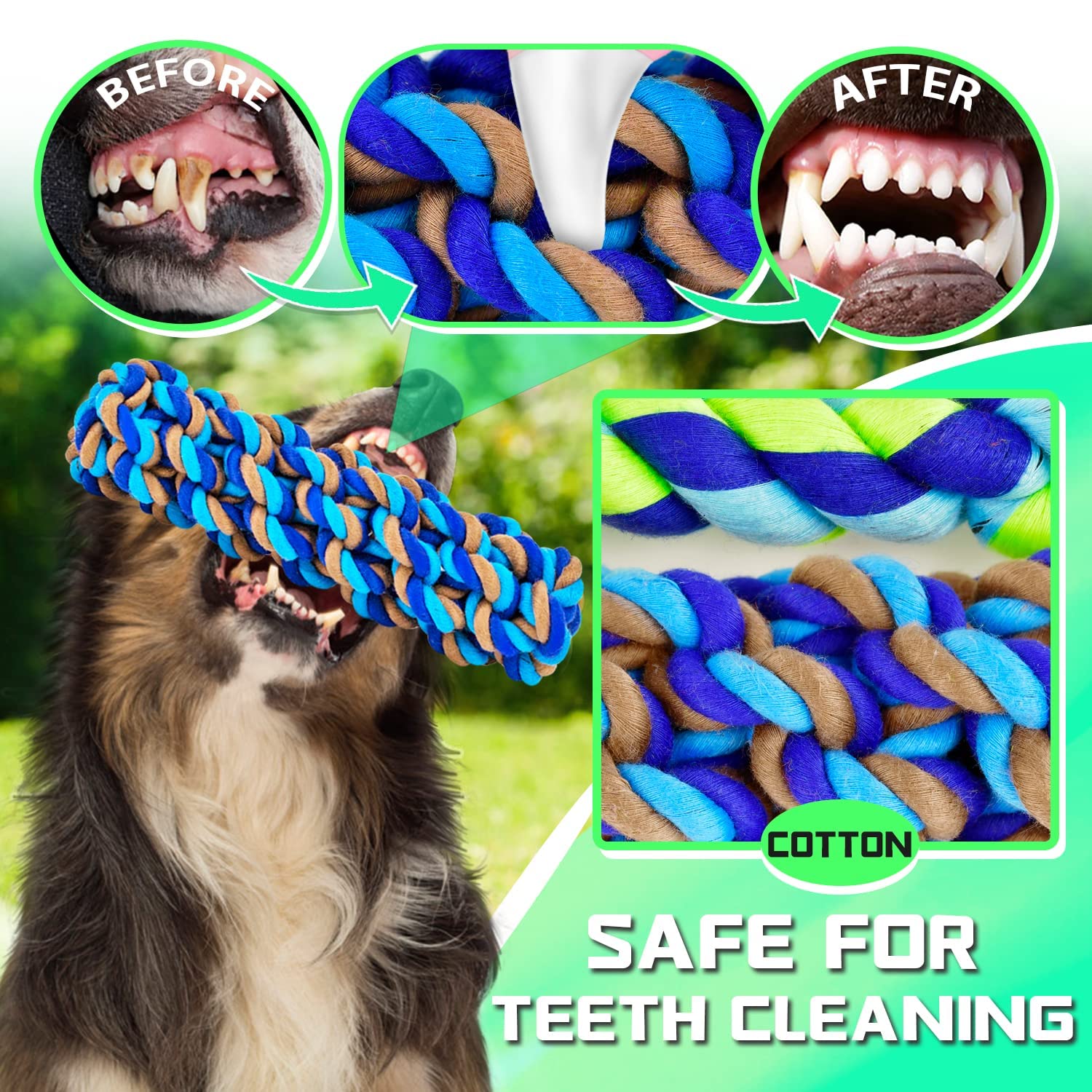 SHARLOVY XL Indestructible Dog Chew Toys - 14 Pack Tough Chewing Toys for Aggressive Chewers & Large Breed Dogs | Durable Puppy Teething Toys with Heavy Duty Cotton Rope | Perfect for Training, Boredom Relief & Dental Health