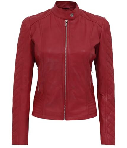 Andria Red Leather Jacket Women