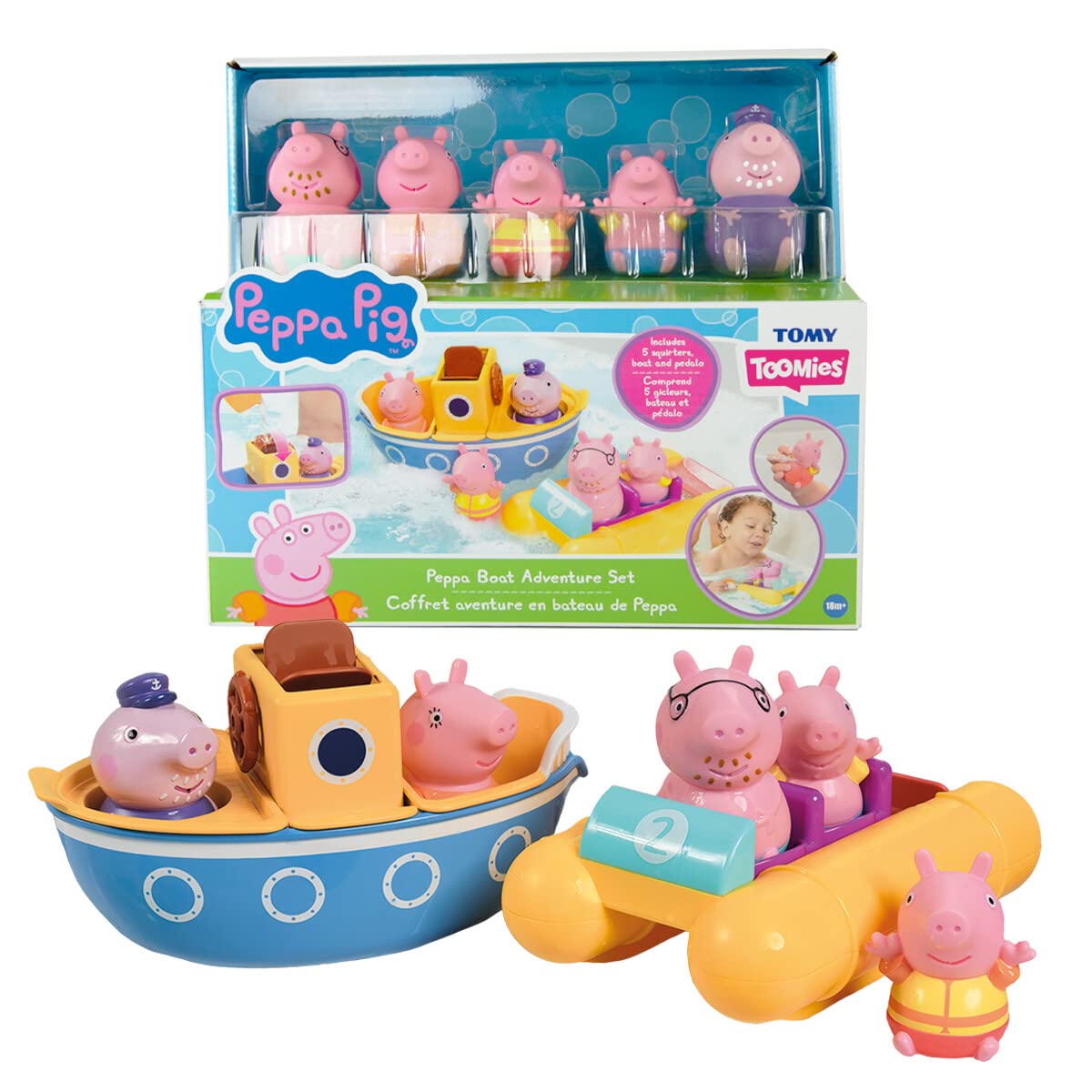 Peppa Pig Bath Toys Set - 2 Boat Toys & 5 Figures for Toddlers 18+ Months | Water Play, Bathtime Fun & Pretend Play | Perfect Gift for Kids Birthday & Christmas