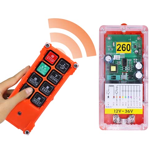 Industrial Wireless Remote Control for Crane & Hoist - 8 Button H21-E1C with 1 Transmitter & 1 Receiver (12-36V) - Perfect for Construction, Warehouse & Heavy Equipment Operation
