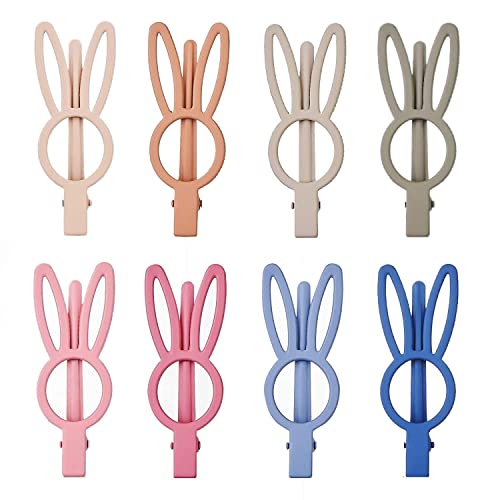 Trendy Matte Alligator Hair Clips for Women & Girls - 8pcs Cute Duckbill Hair Barrettes with Rabbit Design, Colorful Hair Accessories for School, Work & Party Hairstyles