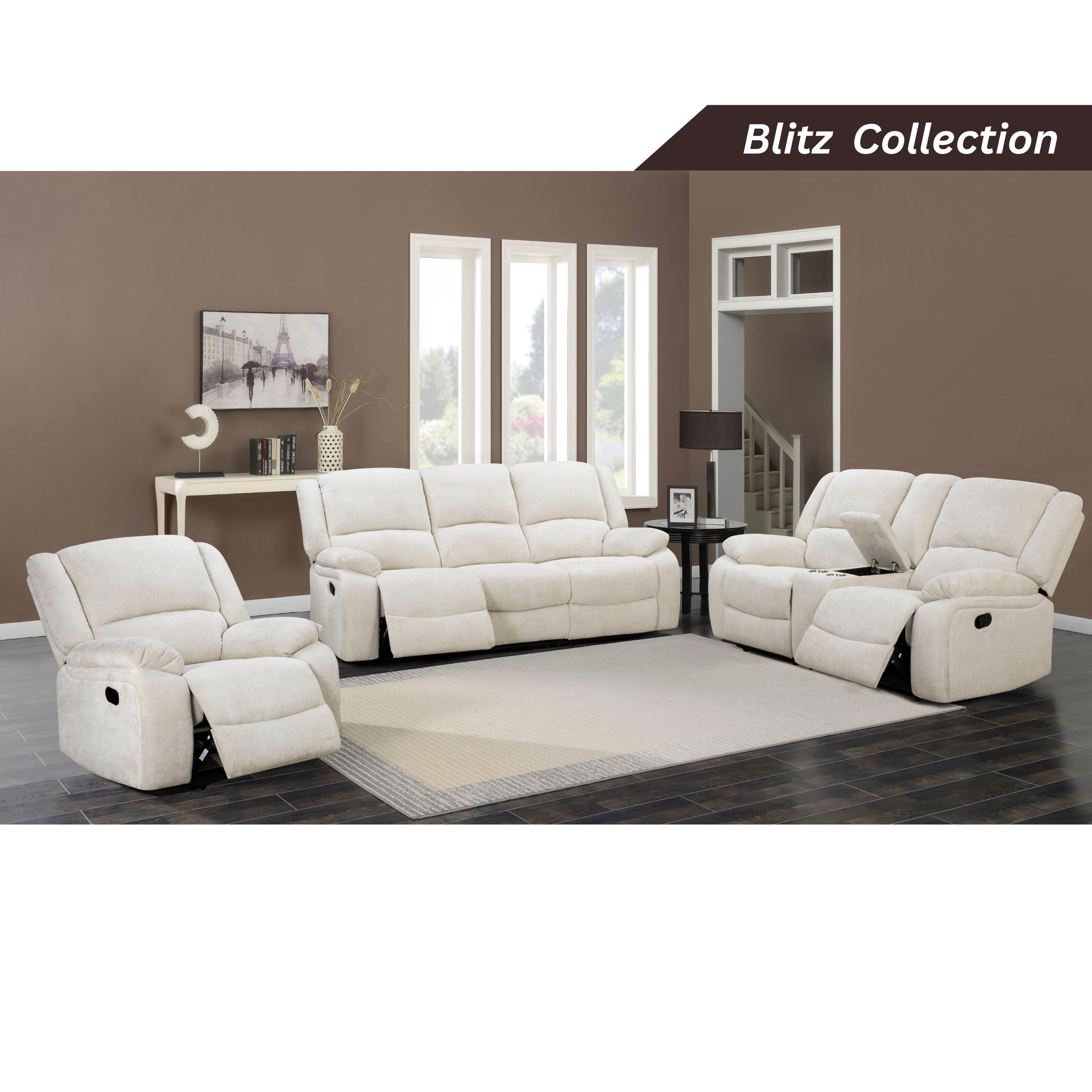 Roundhill Furniture Blitz Transitional Manual Recliner Chair - Comfortable Living Room Reclining Armchair for Relaxing, Reading & Watching TV