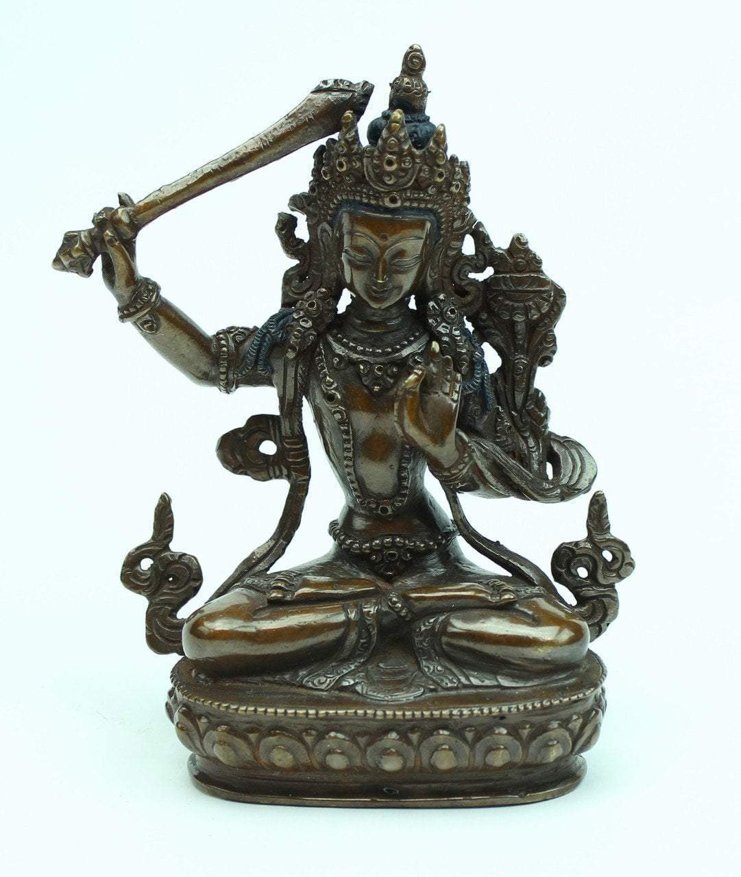 5 Inch Manjushri Bronze Statue - Handcrafted Buddhist Statue for Meditation, Home Altar & Spiritual Decor - Perfect for Yoga Studios, Buddhist Shrines & Gift Giving