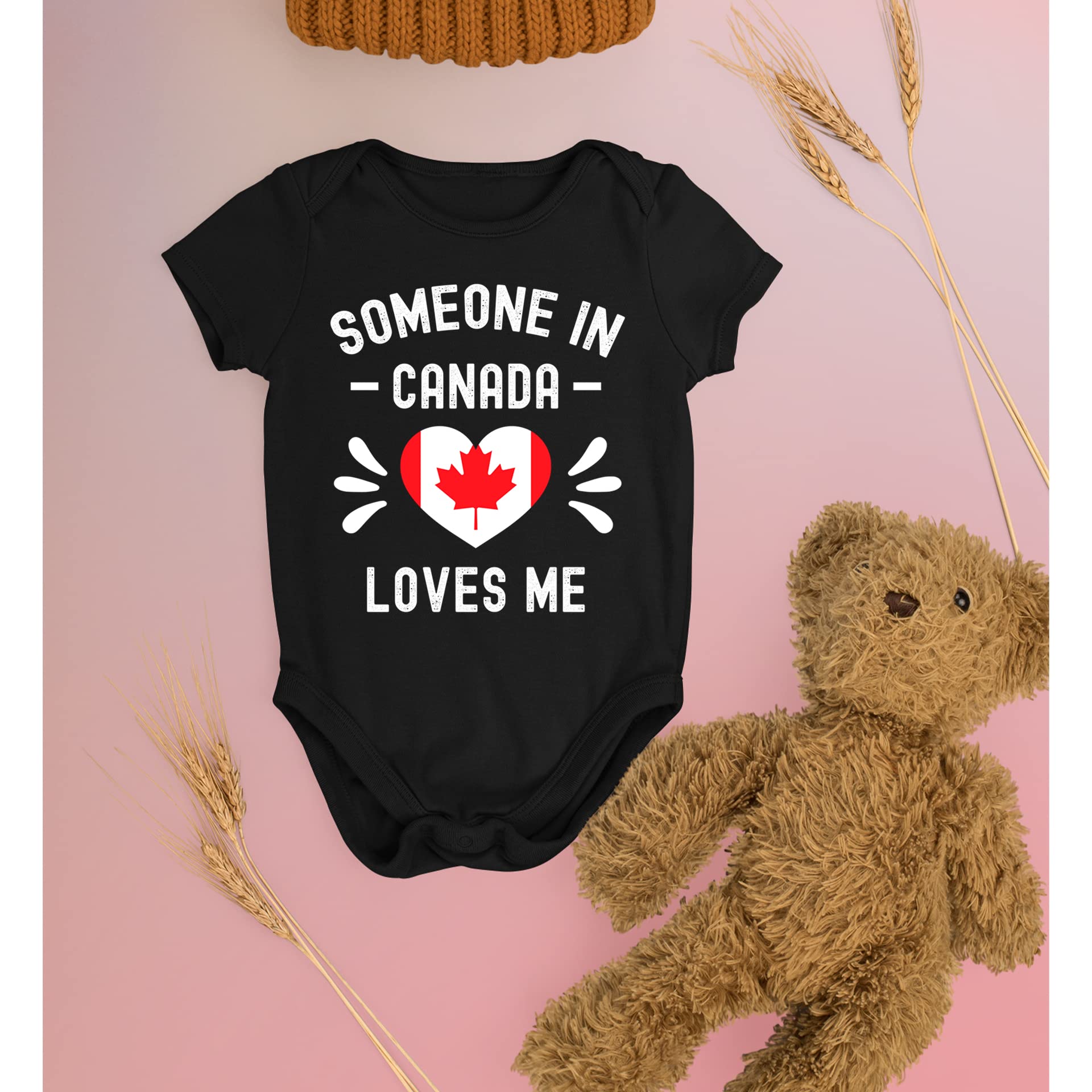 Someone In Canada Loves Me Baby Bodysuit - My First Canada Day Outfit - Cute Black & White Infant Onesie for Newborns & Toddlers - Perfect for Canada Day Celebrations, Family Photos & Holiday Gifts