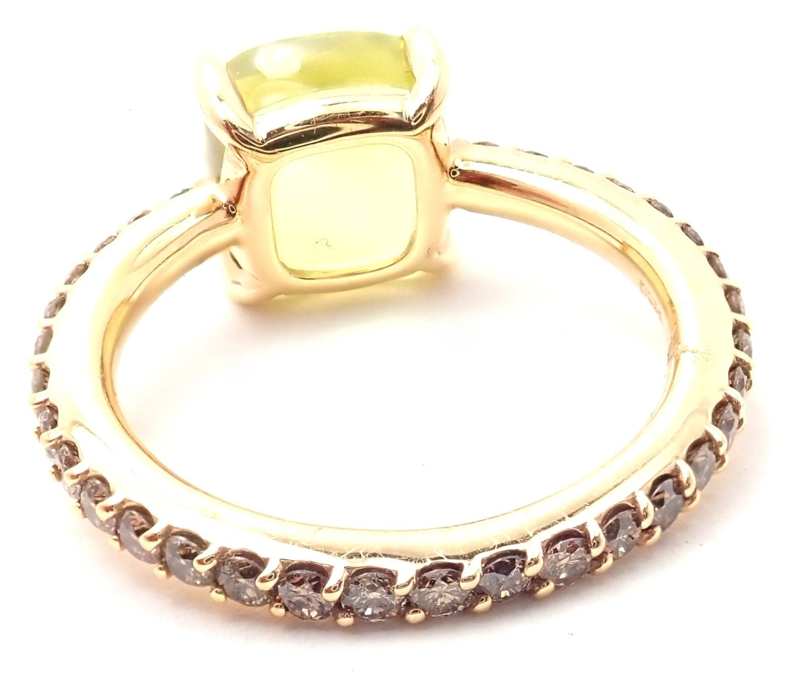 Authentic Pomellato Baby 18K Rose Gold Cognac Diamond Lemon Quartz Ring for Women - Elegant Jewelry Gift for Anniversary, Birthday & Special Occasions