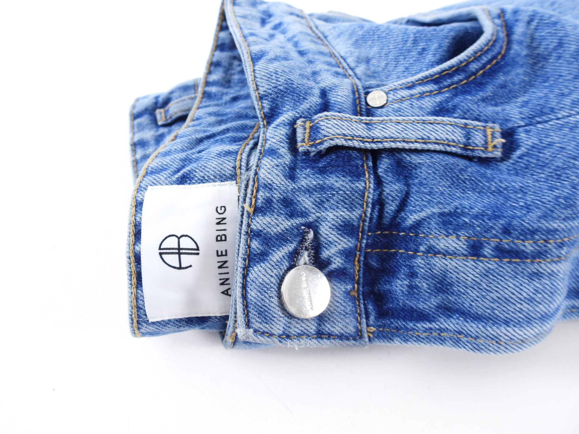 Anine Bing Blue Denim Mini Skirt - Size 28 (US 6) - High Waisted Stretch Denim Skirt for Women | Perfect for Casual Outings, Date Nights & Summer Fashion