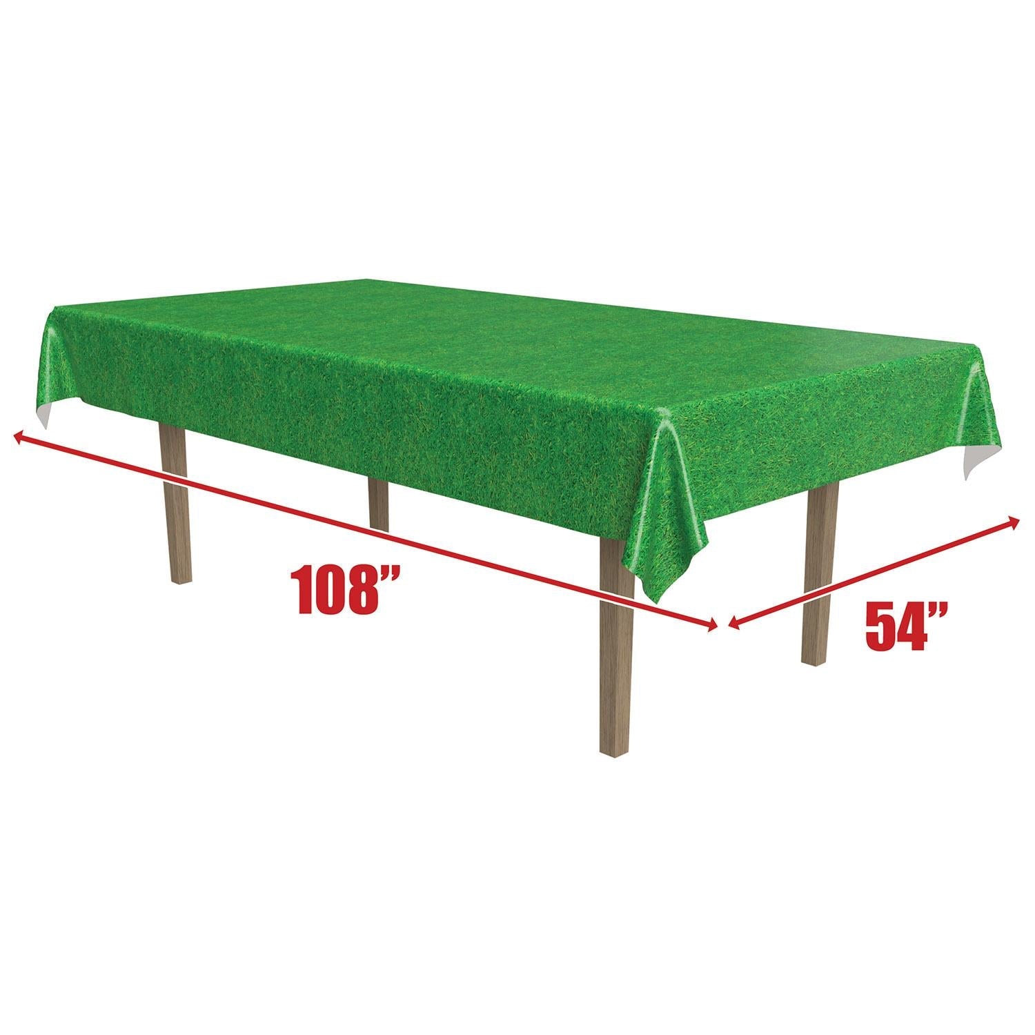 12 Pack Beistle Grass Party Tablecover - 6ft Green Plastic Table Cover for St. Patrick's Day, Birthday & Outdoor Decorations - Perfect for Parties, Picnics & Festive Celebrations