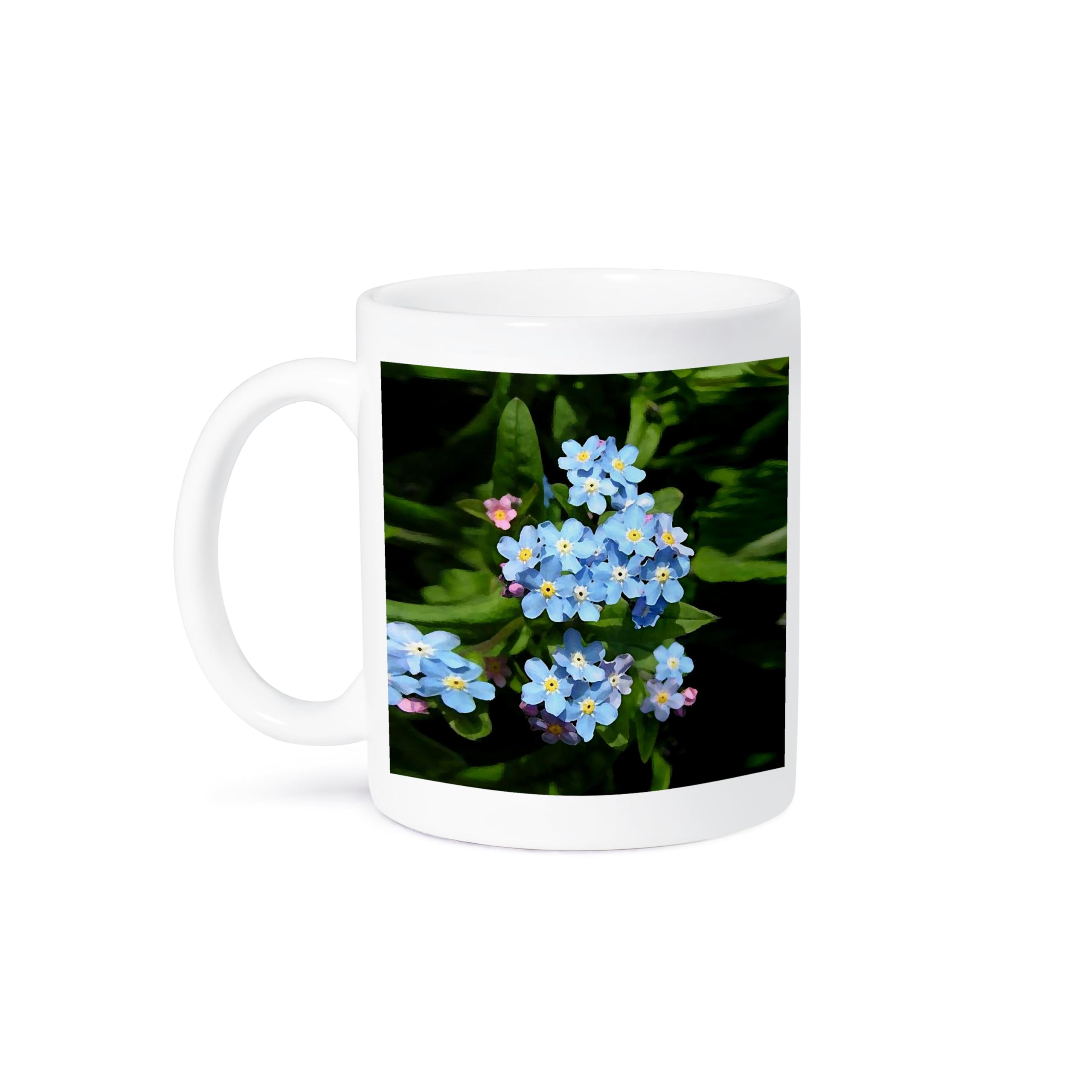 3D Rose Forget Me Not Ceramic Coffee Mug - 11 oz Insulated Cup for Hot & Cold Drinks - Perfect for Home, Office, or Gift Giving