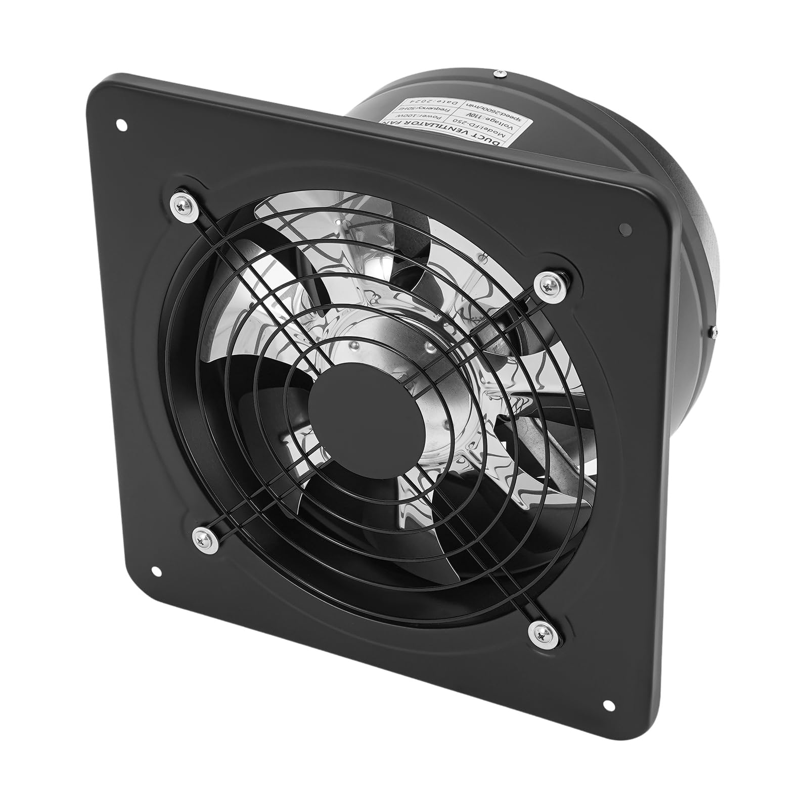 10 Inch Through Wall Exhaust Fan - 110V 100W 2600RPM High Flow Ventilation Fan with 7-Blade Design - Powerful Dust Evacuation for Kitchen, Warehouse, Workshop - Black | Ideal for Home, Commercial & Industrial Ventilation Needs