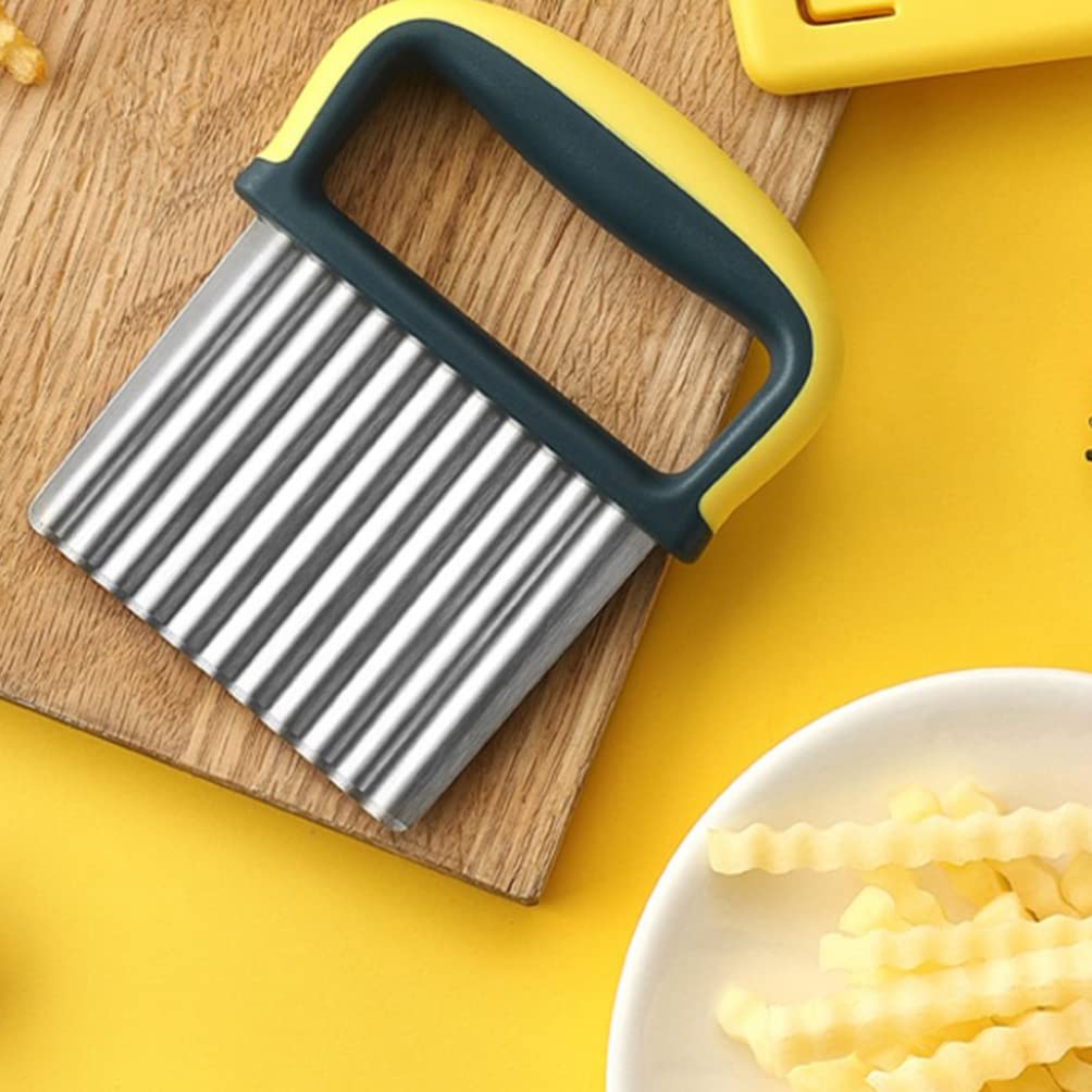 Premium Stainless Steel Crinkle Cut Potato Slicer - Hemoton Wave Style Vegetable & Fruit Cutter - Professional 2CR13 Kitchen Tool for Perfect Fries, Chips & Salad Prep