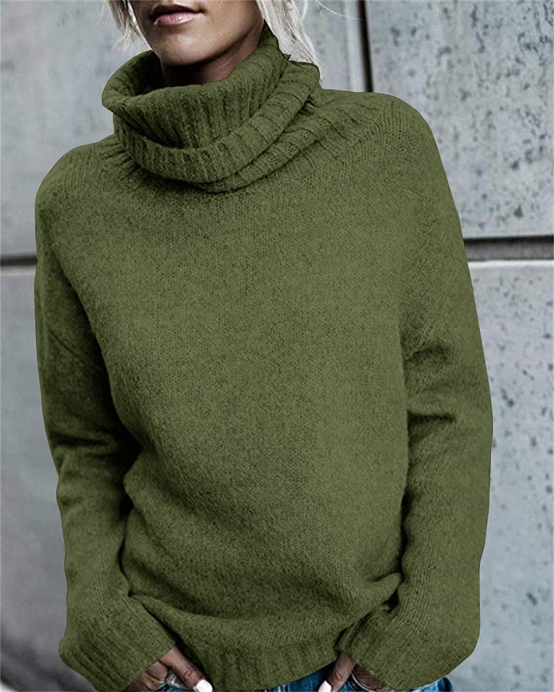 FISACE Women's Oversized Turtleneck Sweater - Cable Knit Long Sleeve Pullover Top for Women | Cozy Winter Fashion, Casual Outfit, Office Wear & Holiday Style