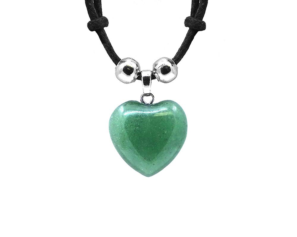 Heart Shaped Tumbled Healing Gemstone Crystal Pendant Adjustable Necklace - Women's Fashion Handmade Chakra Jewelry Boho Accessories for Meditation, Yoga & Spiritual Healing