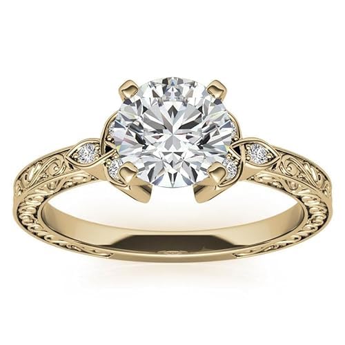 Celtic Round Cut Moissanite Engagement Ring for Women - Vintage Wedding Band, Unique Anniversary Promise Gift (Size 7) | Perfect for Bridal Jewelry, Proposal Gifts & Romantic Occasions
