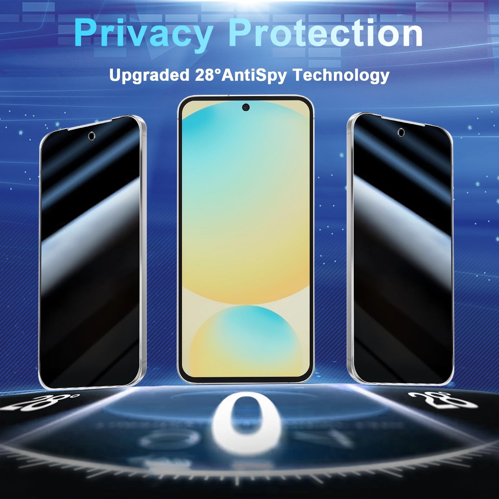 2+2 Pack Privacy Screen Protector for Samsung Galaxy S24 FE 5G - Anti-Spy Tempered Glass Film & Camera Lens Protector, Bubble-Free HD Clarity - Perfect for Work, Travel & Privacy Protection