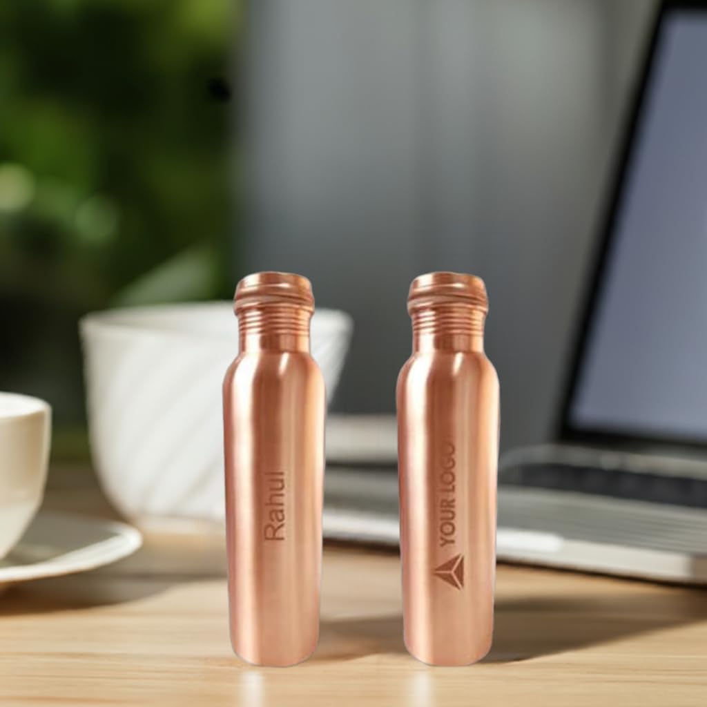 Customizable 950ml Pure Copper Water Bottle for Immune Boost, Digestion & Heart Health - Personalized with Name/Logo - Eco-Friendly Reusable Bottle for Gym, Yoga, Office & Travel