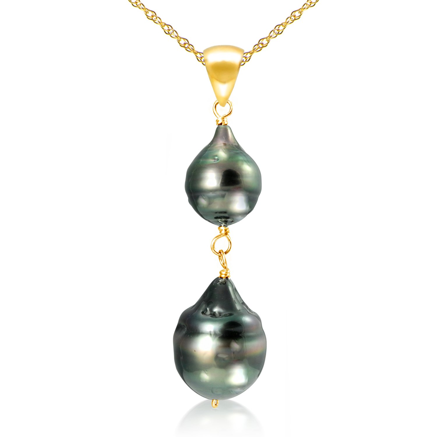 8-12mm Black Irregular-Shaped Tahitian Cultured Pearl Pendant Necklace - 18 Inch Chain for Women, Elegant Jewelry Gift for Wedding, Anniversary & Special Occasions