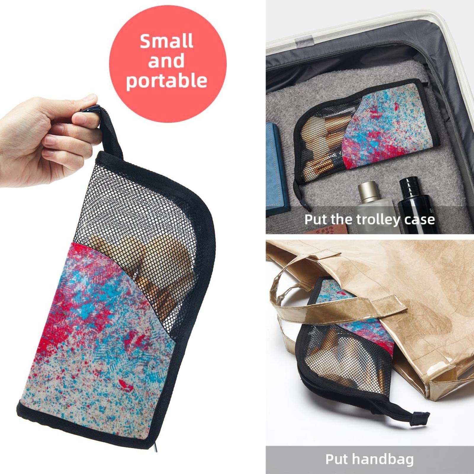12-Piece Makeup Brush Organizer Bag Set - Portable Waterproof Cosmetic Brush Holder Case with Graffiti Design (Blue/Red) - Perfect for Travel, Home Storage & Professional Makeup Artists