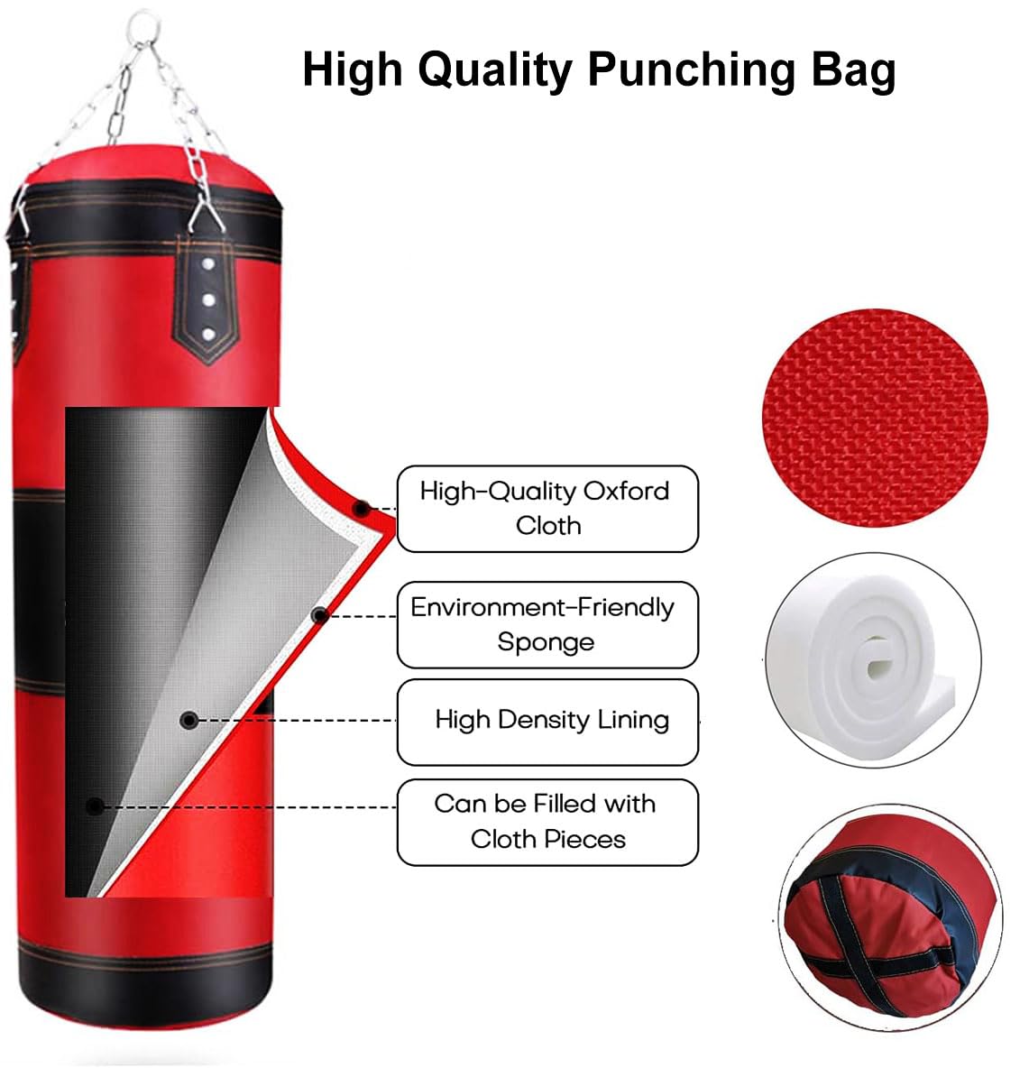 Best Hanging Punching Bag for Adults - Unfilled PU Boxing Bag Set with Gloves, Wraps, Chain & Hook for MMA, Karate, Taekwondo, Muay Thai - Perfect for Home Gym Training & Combat Sports Practice