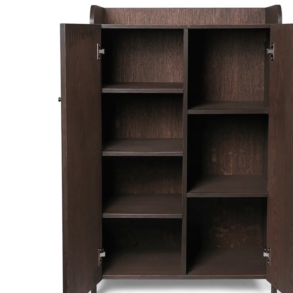FERM LIVING Sill Cupboard - Low Dark Stained Oak Cabinet | Modern Storage Solution for Living Room, Bedroom & Entryway