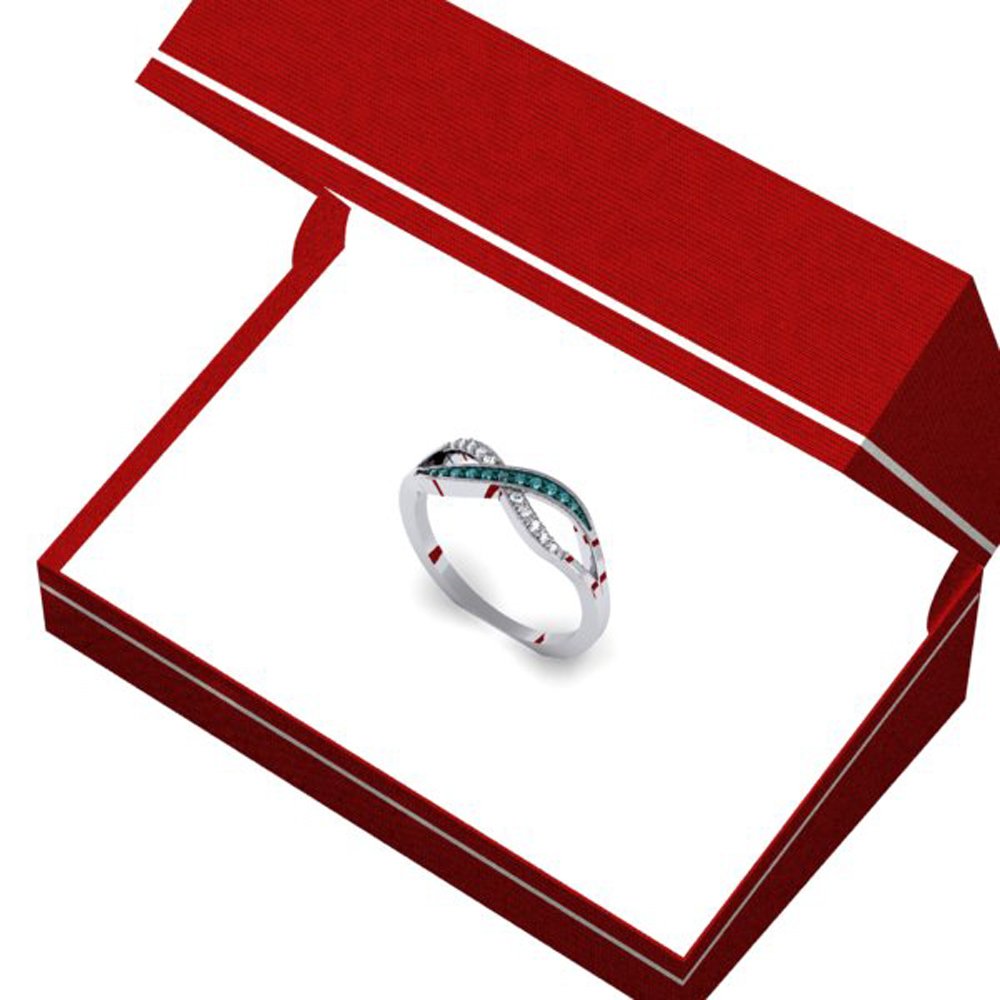 0.15 Cttw 14K Solid Gold Round Blue & White Diamond Women's Anniversary Wedding Crossover Swirl Band Ring - Perfect for Bridal, Engagement, Anniversary & Special Occasion Gifts