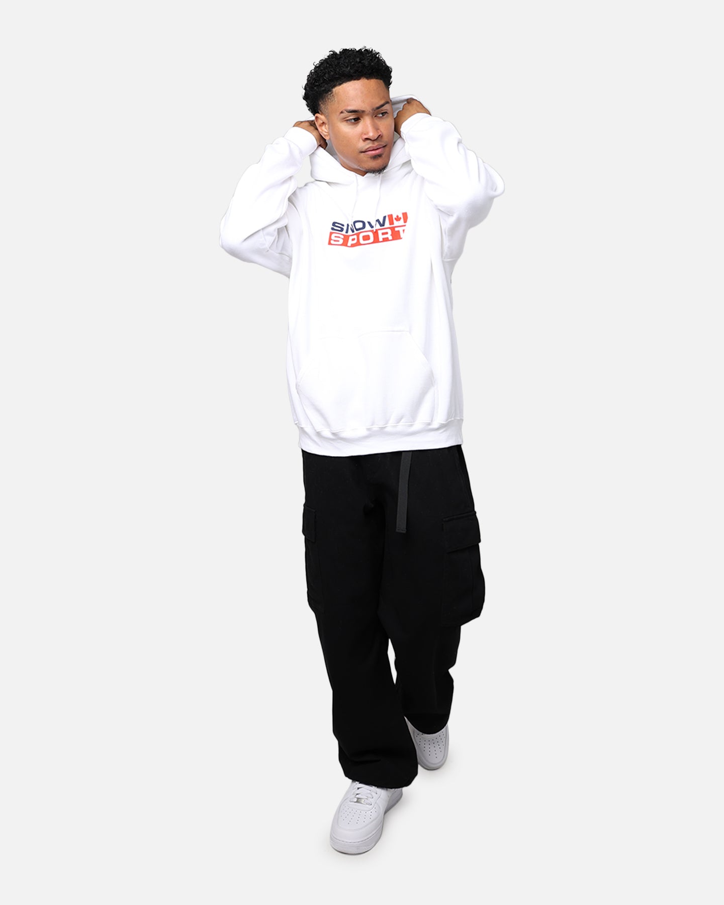 American Thrift Snow Sport Hoodie White - Warm Winter Pullover for Skiing, Snowboarding & Outdoor Activities