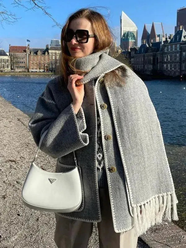 Women's Wool Shawl Coat - Warm Winter Wrap for Casual Outings & Office Wear | Soft & Stylish Outerwear for Fall & Winter Fashion