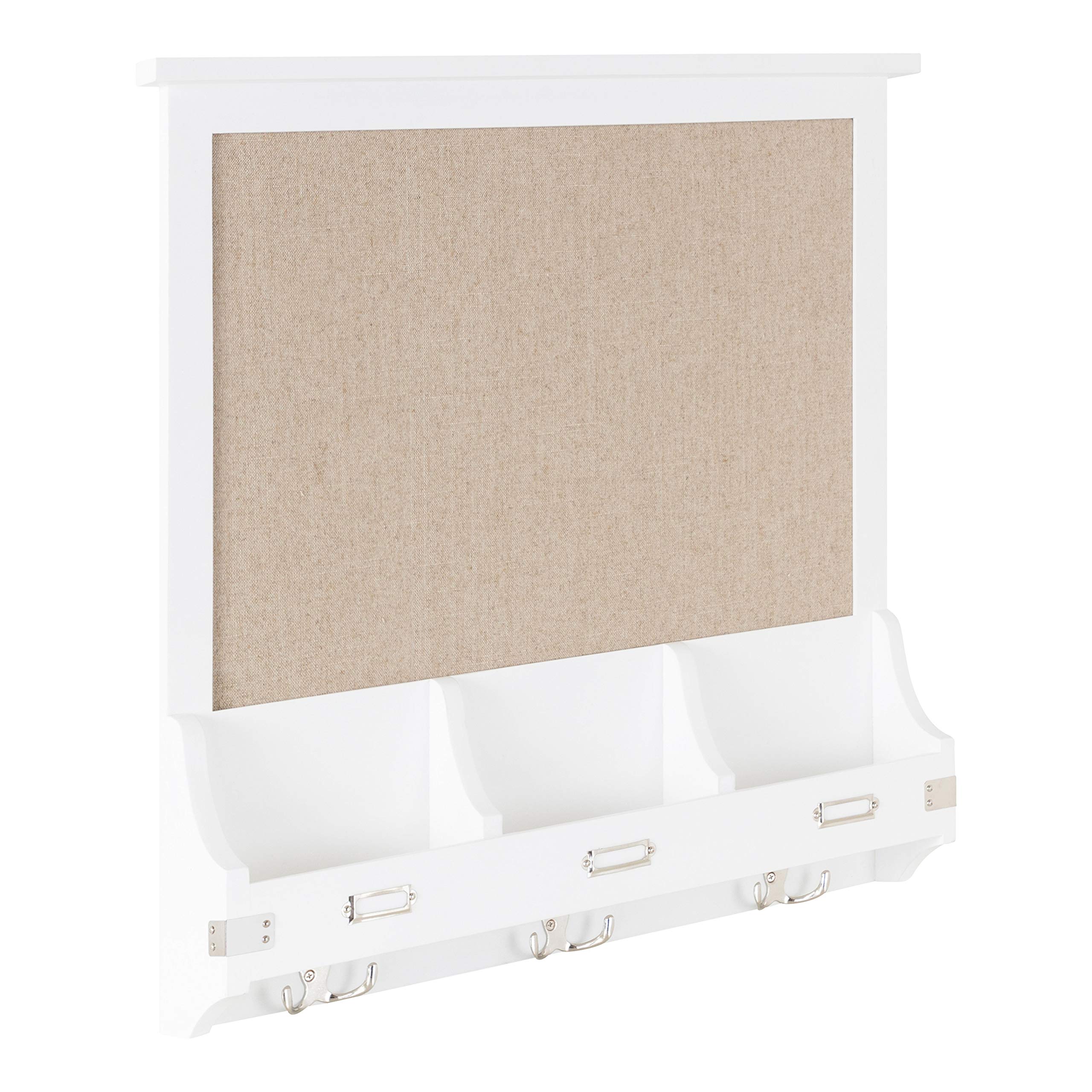 Kate and Laurel Stallard Wood Framed Wall Organizer with Fabric Pinboard - 24