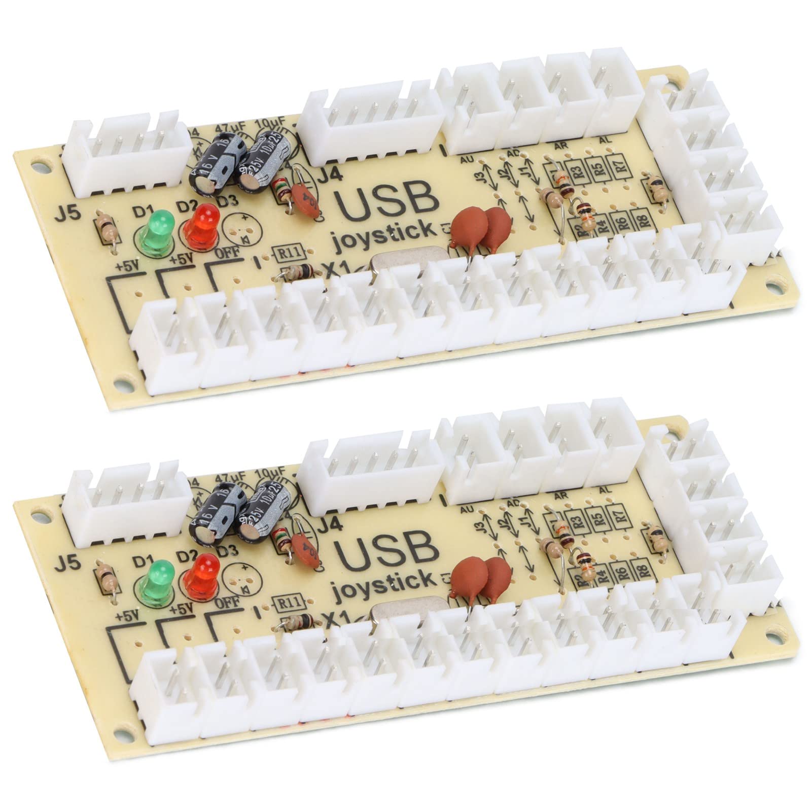 ASHATA Zero Delay USB PC Encoder - Game Controller Board with Button Wires & 5-Pin Joystick Cable for PC, MAME, Raspberry Pi & Retropie (QM070913 Dual) - Perfect for Arcade DIY Projects & Gaming Consoles